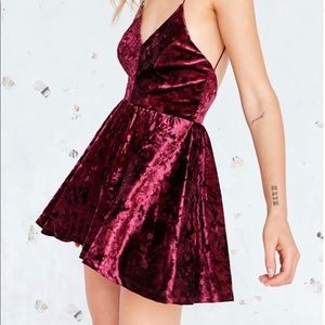 Urban Outfitters Velvet Romper Wine